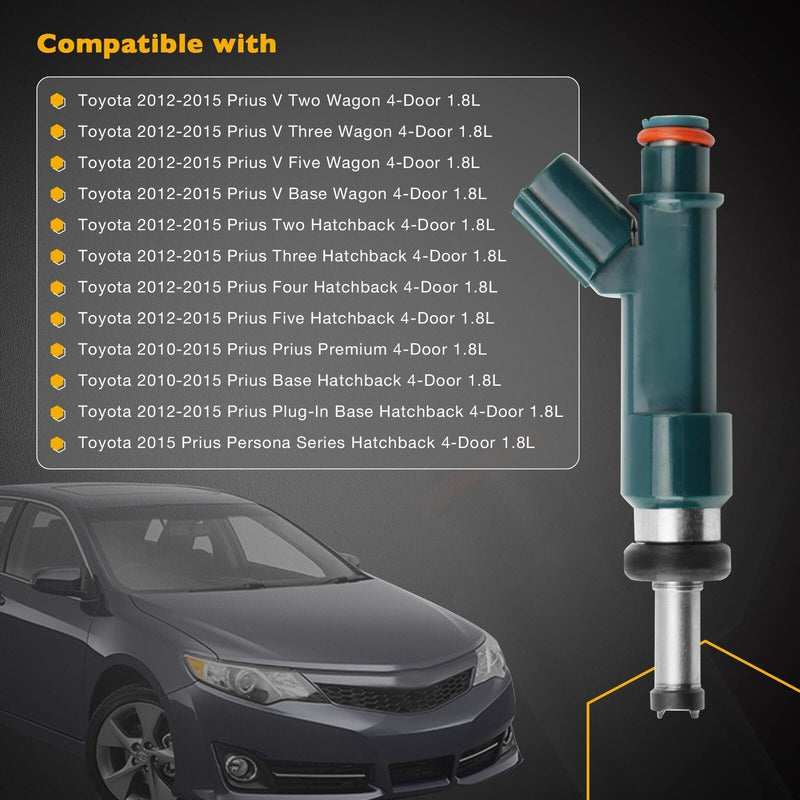 23250-37020 Denso Fuel Injectors for 2010 2015 Toyota Lexus CT200h Prius 1.8L 4x