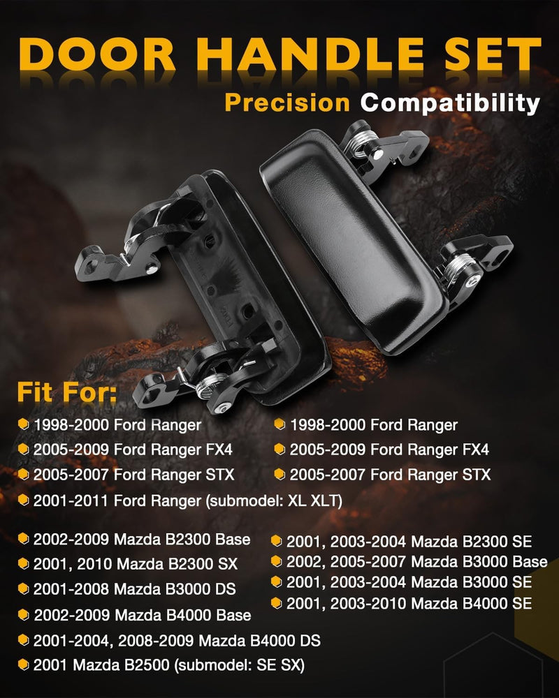 Metal Tailgate Exterior Door Handle Set For Ford Ranger Mazda B2300 1998 2011 3X