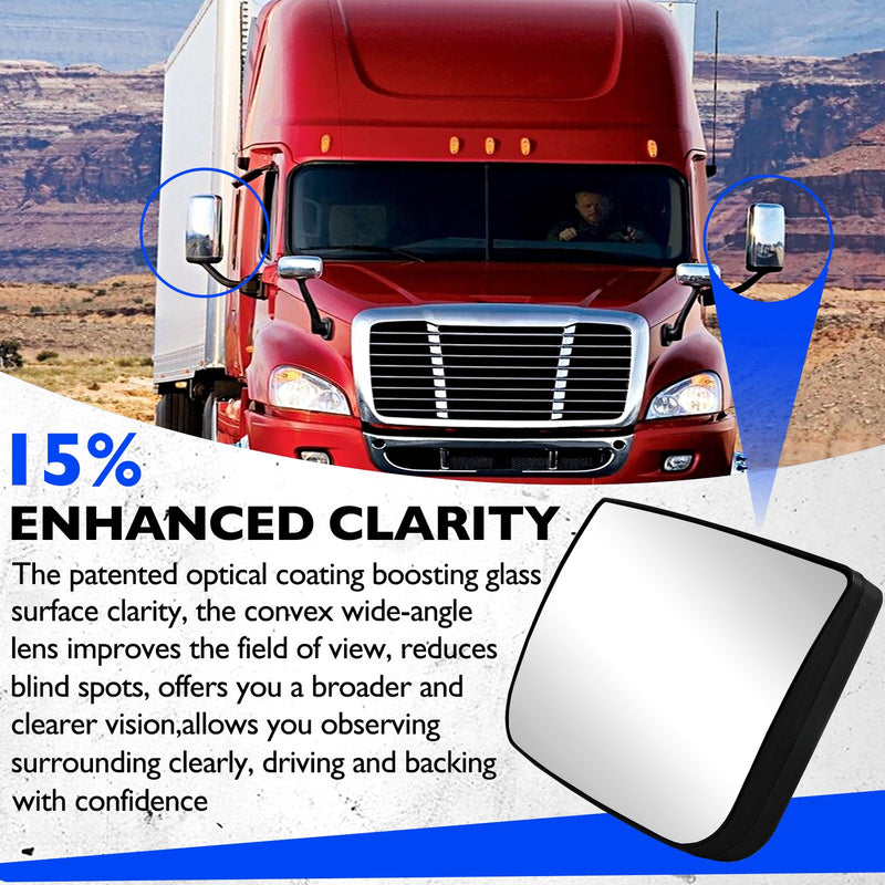 Hood Mirror Glass Convex for Freightliner Cascadia 2008 2017 Left or Right