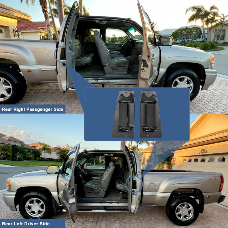 Metal Exterior Door Handles Rear Left Right for Chevy GMC Sierra 1999 2007
