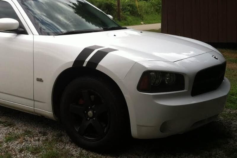 4 Dual Fender Stripe Hash Mark Decal Graphic Kit for Dodge Charger