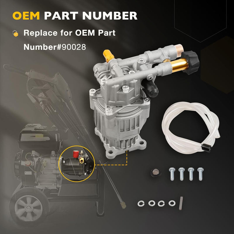 90028 Horizontal Pressure Washer Pump Kit Aluminum 2.4 GPM 3300 PSI Power 3/4