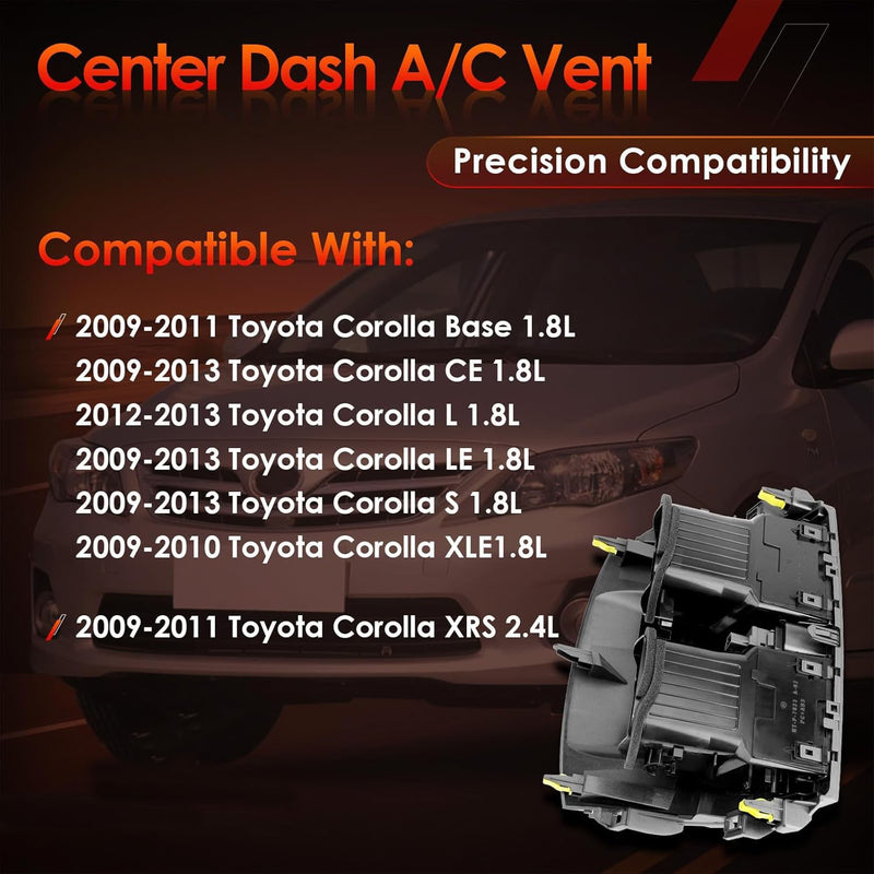 Center Dash AC Air Vent Trim Panel Emergency Switch For Toyota Corolla 09-13