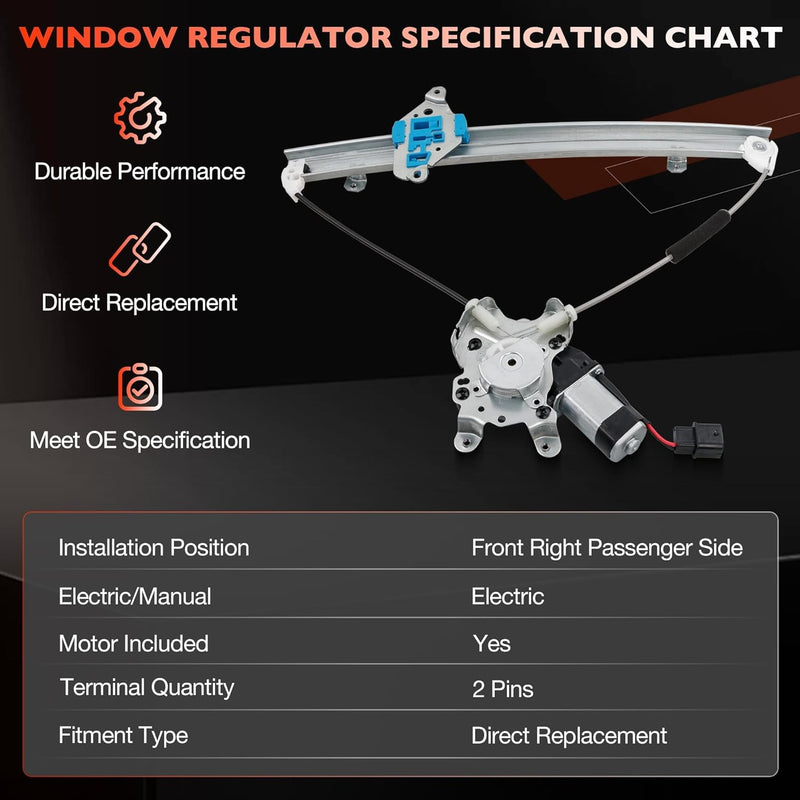 Front Right Power Window Regulator With Motor for Mitsubishi Outlander 2003 2006