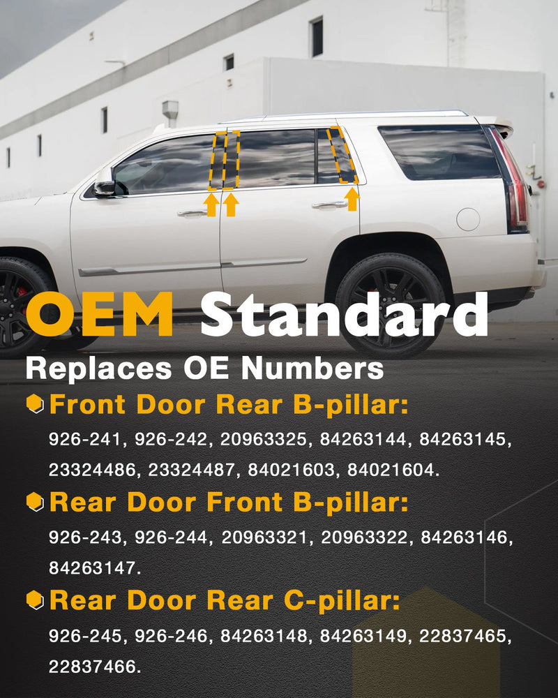 B C Pillar Door Window Trim Molding Kit for 15-18 Chevy Tahoe GMC Yukon Cadillac