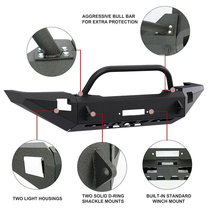 Front Steel Bumper with Bull Bar for Dodge Dakota Durango 97-04 1998 1999 2000 2001 2002 2003