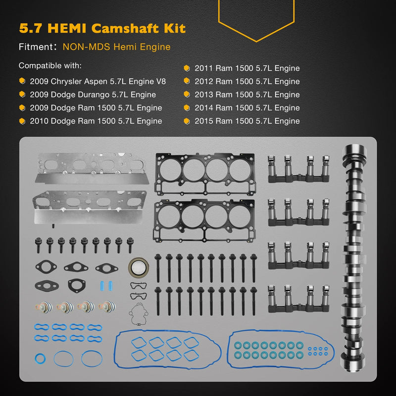 Non MDS Lifter Camshaft Head Gasket For Dodge Ram 1500 Aspen 2009 2015 5 7 Hemi