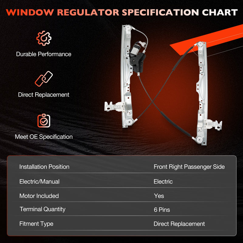 Front Passenger Side Power Window Regulator w/Motor for Nissan Titan 2004 2015