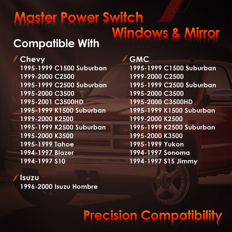 Master Power Window and Mirror Switch Control for Chevy GMC C K 1500 3500 Tahoe