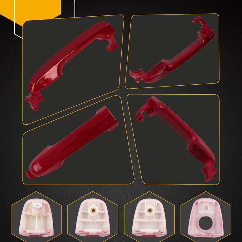 Exterior Door Handles Front Rear Kit for Toyota Camry 2012 2017 Red 4 Piece