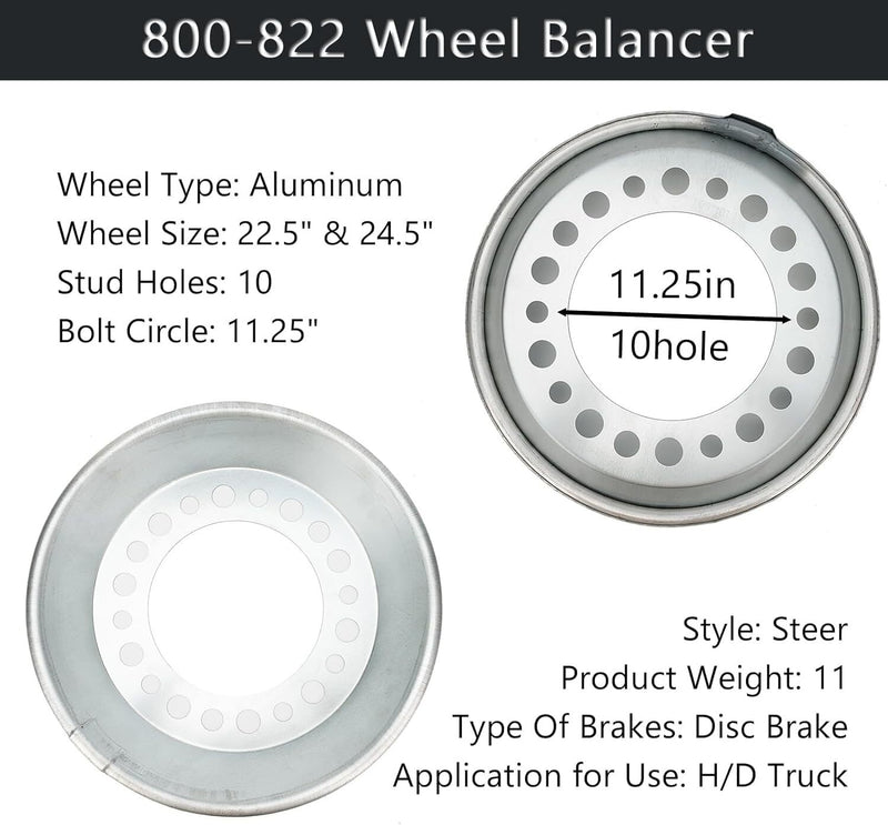 800822 Steer Auto Wheel Balancer for 22.5 to 24.5 Inch Wheel Set of 2