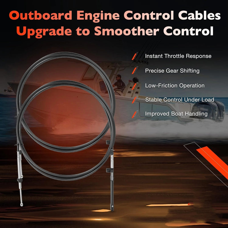 10FT Outboard Throttle Control Shift Cable Gen I for Mercury Mariner 2 Piece