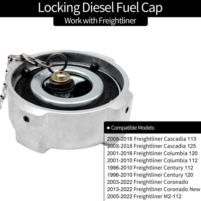 03 37017 002 AL Locking Diesel Fuel Cap For Freightliner Cascadia Columbia 96 18