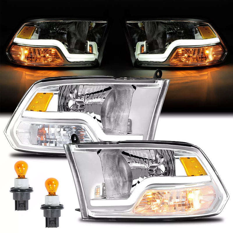 09 18 Dodge Ram 1500 2500 3500 Sequential Turn Signal Headlights with LED DRL