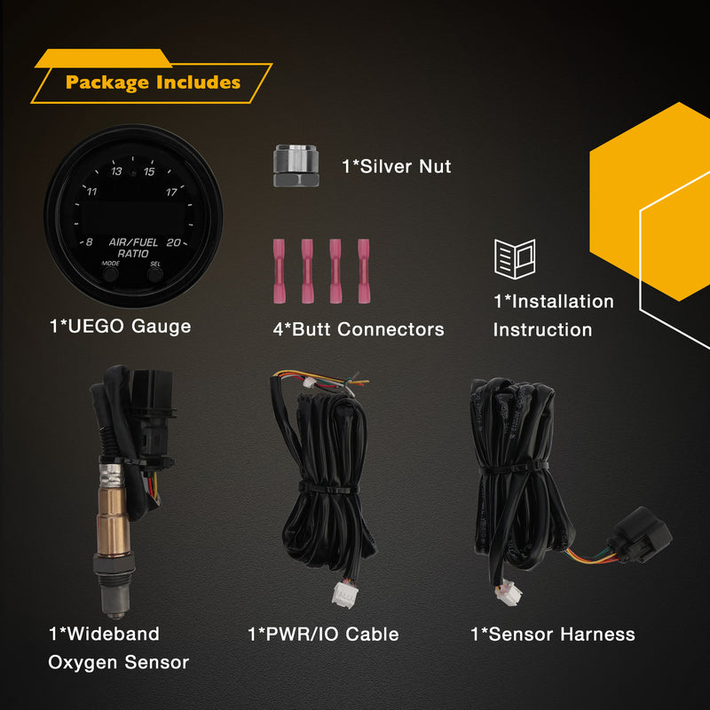 300300 Wideband UEGO Air Fuel Ratio Gauge Kit X Series 2 1/16 AFR O2 Sensor