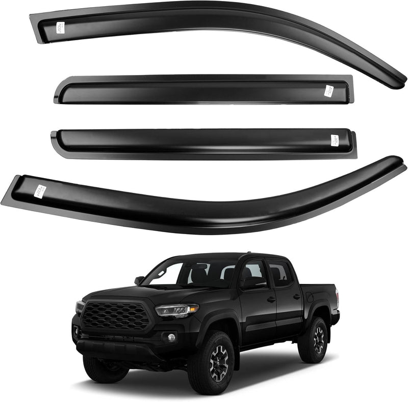 Side Window Visor Rain Guards Deflectors for Toyota Tacoma 2016 2023 Black 4 Pcs