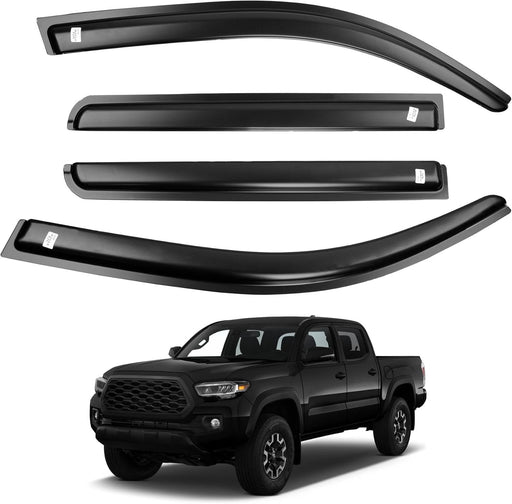DURAFORCE Side Window Visor Rain Guards Deflectors for Toyota Tacoma 2016 2023 Black 4 Pcs