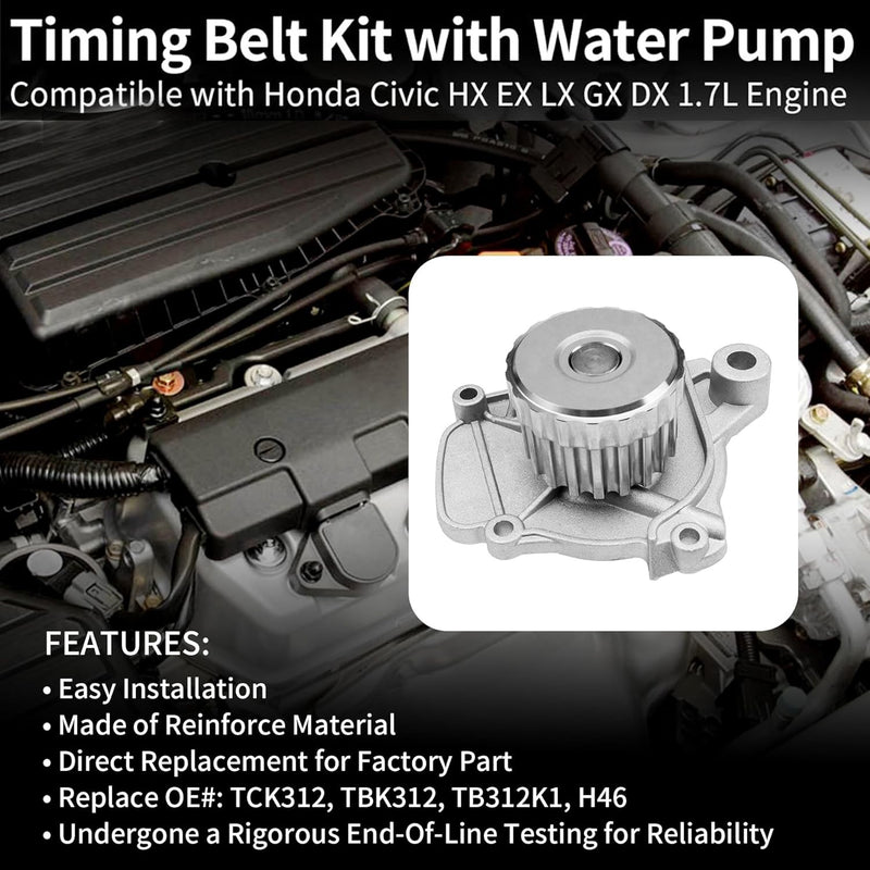 TBK312 Engine Timing Belt Kit Water Pump for Honda 1.7L Civic DX 01 05 TCK312