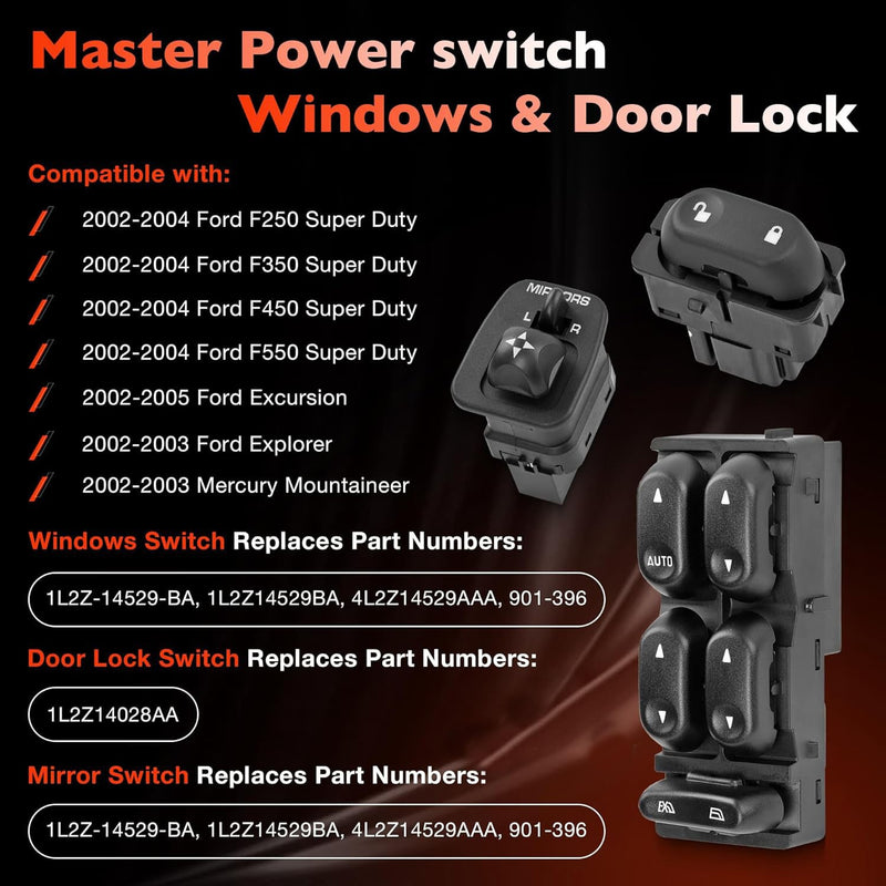 Power Window Door Lock Mirror Switch for Ford 02 05 F250 F350 F450 Excursion