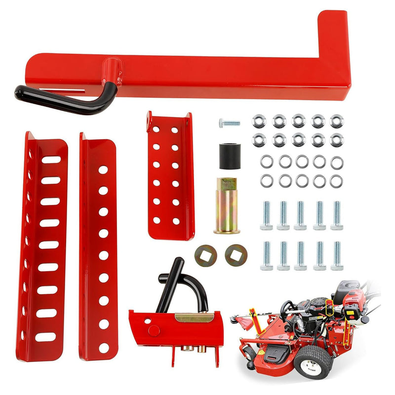 Lockable Trimmer Rack for Most Walk Behind Stand On and ZTR Lawn Mower Red