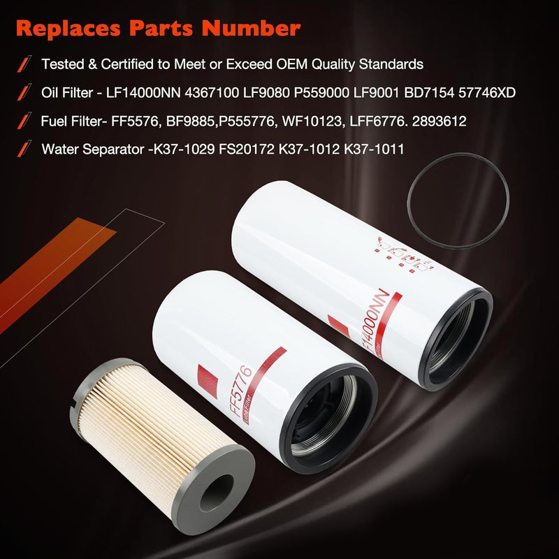 LF14000NN FF5776 K37 1029 Oil Fuel Filters for Kenworth T680 T880 Peterbilt 389