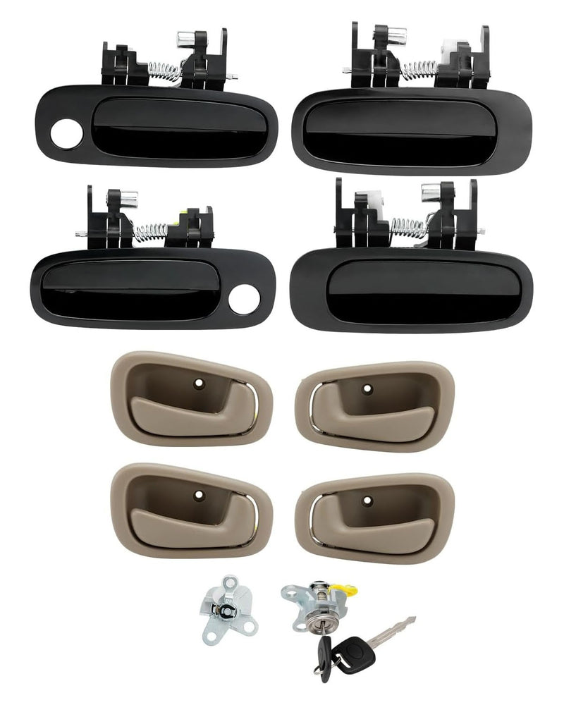 Interior And Exterior Door Handle Lock Cylinder Key Kit For Toyota Corolla 98 02