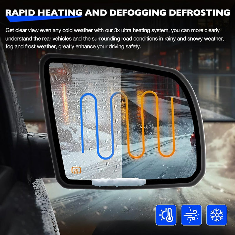 Passenger Side Heated Mirror Glass with BSM Signal for Toyota Tundra 2007 2020