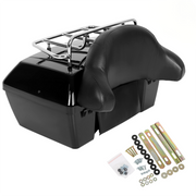 DURAFORCE Universal Motorcycle Tail Box Luggage Trunk w/ Top Rack For Harley Honda Cruiser
