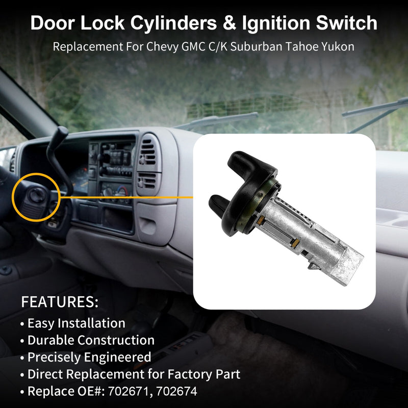 Ignition Switch Door Lock Cylinders With Keys For Chevy GMC C K Suburban