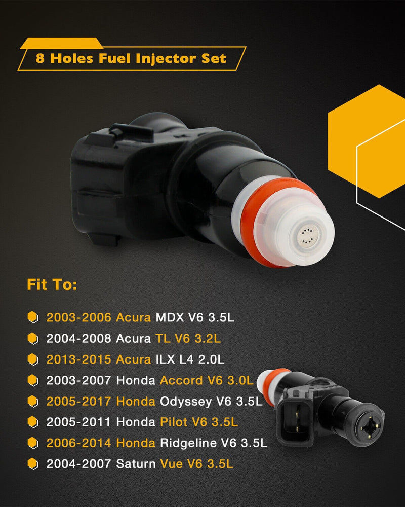 16450-RCA-A01 Fuel Injectors for 2003-13 Honda Accord Odyssey Acura 3.0-3.2L 6PK