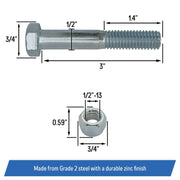 DURAFORCE Grade 5 Shear Bolt Set 1 2x3 for Bush Hog Razorback Series 50074654 5 Pack