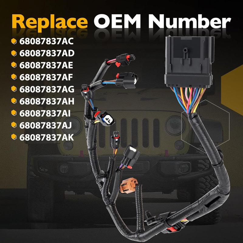 68087837AF Injector Wiring Engine Wire Harness for Ram 1500 Jeep Wrangler 12-24