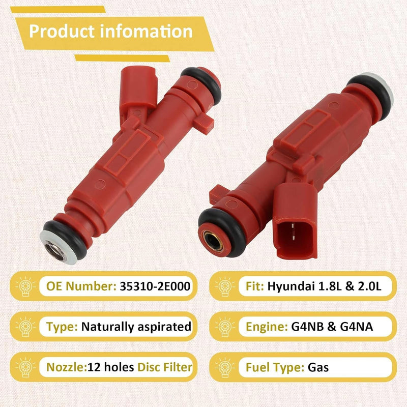 353102E000 Fuel Injectors for Hyundai 2011 2025 Elantra Kia Forte 1.8L 2.0L 4X
