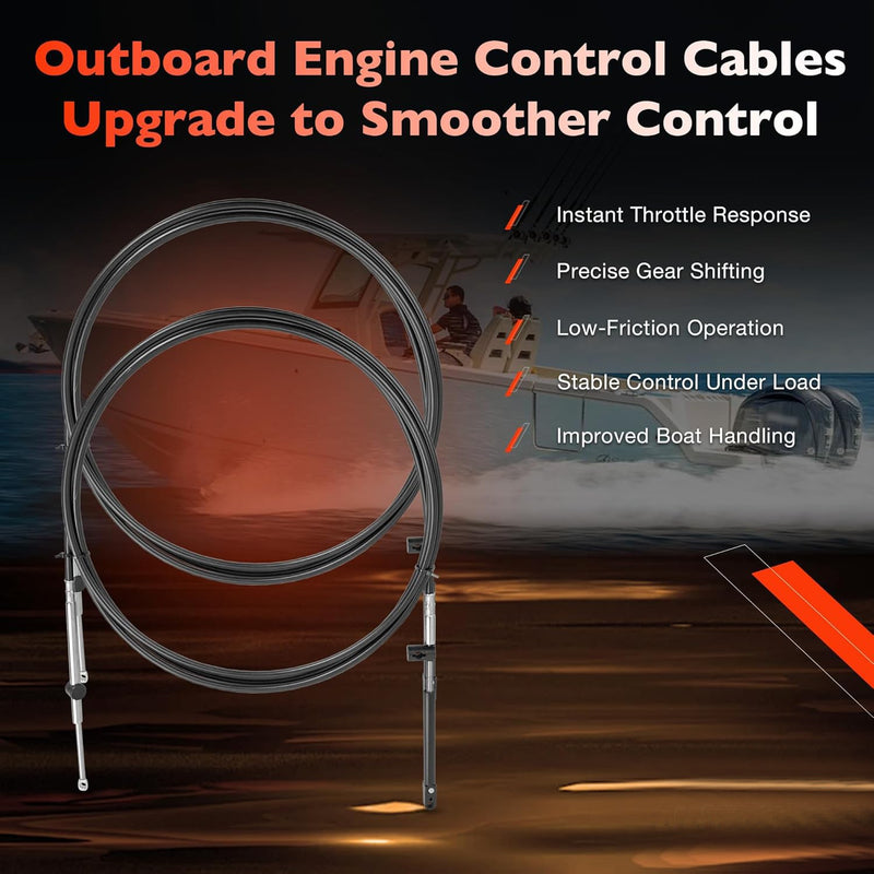 Outboard Throttle Shift Control Cables Gen 1 19ft for Mercury MerCruiser 2 Pack