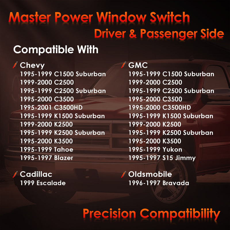 Master Power Window Switch Driver and Passenger Side For Chevy GMC C K 1500 3500
