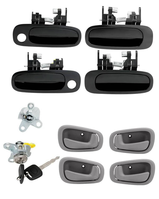 DURAFORCE Interior Exterior Door Handle Set for Toyota Prizm 1998 2002 Lock Cylinder Key
