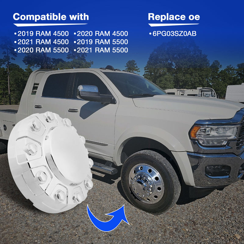 6PG03SZ0AB Chrome Wheel Center Hub Cap Cover Front for Ram 4500 5500 2019 2021