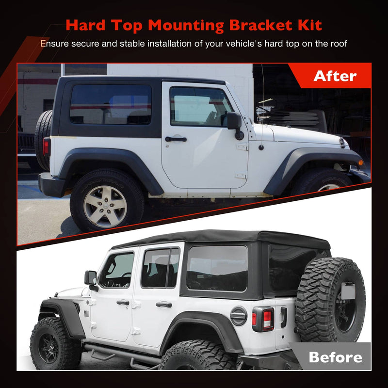 Hard Top Mounting Brackets Kit for 2018 24 Jeep Wrangler JL JLU 4Xe Gladiator JT