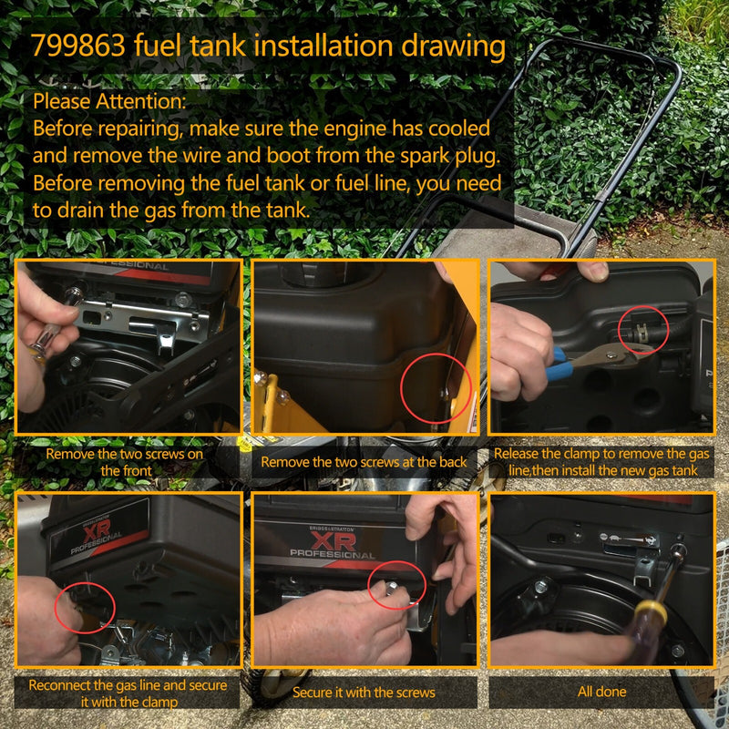 799863 Fuel Gas Tank with Cap Engine Fuel Tank for Briggs and Stratton 694260