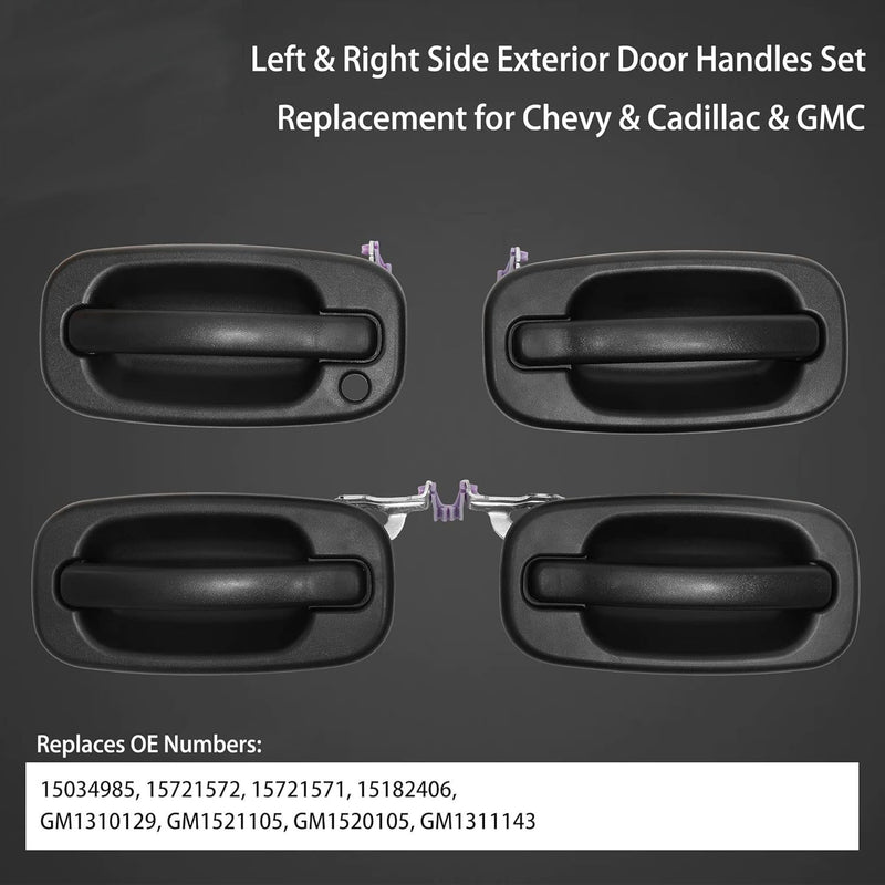 Exterior Door Handle Front Rear for Chevy Silverado GMC Cadillac 99 07 4Pcs