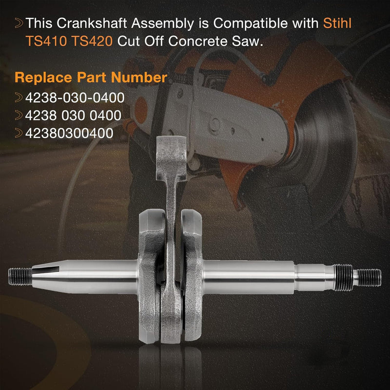 42380300400 Crankshaft Assembly for Stihl TS410 TS420 Cut Off Concrete Saw