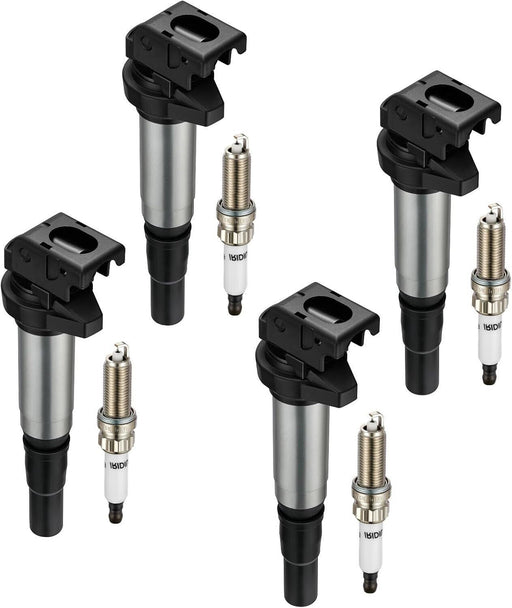 DURAFORCE UF598 Ignition Coil Pack and Spark Plug Kit for Mini Cooper Peugeot 1.6L 07-16 4 Pack