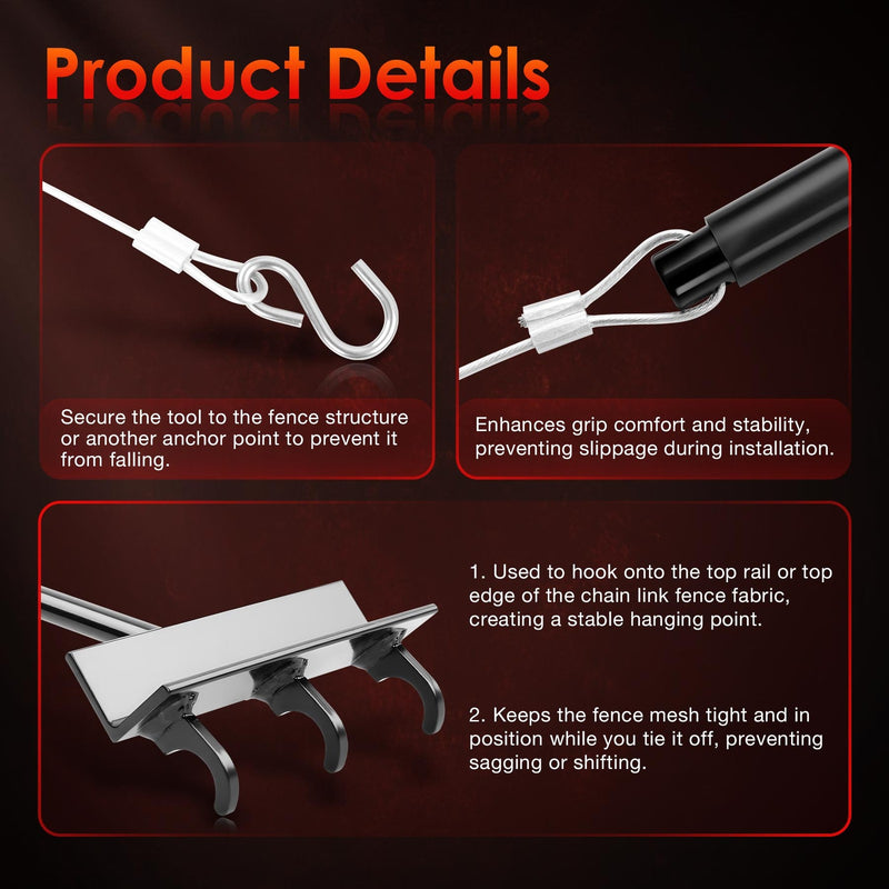Chain Link Fence Heavy Duty Top Rail Fabric Hanging Tool with Hook Rail Bracket