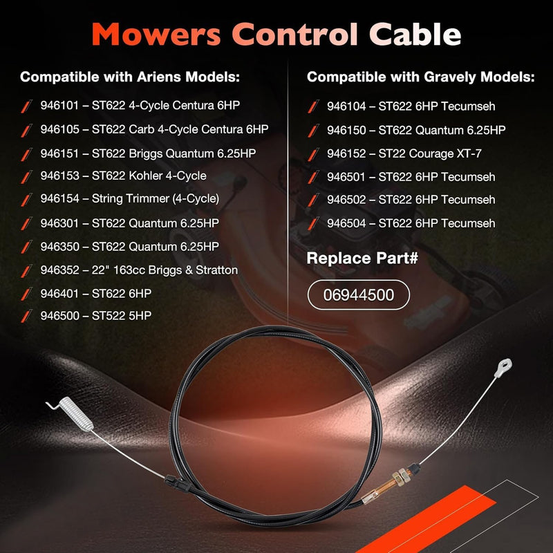 06944500 Control Cable for Ariens Gravely ST622 ST522 ST22 String Trimmers
