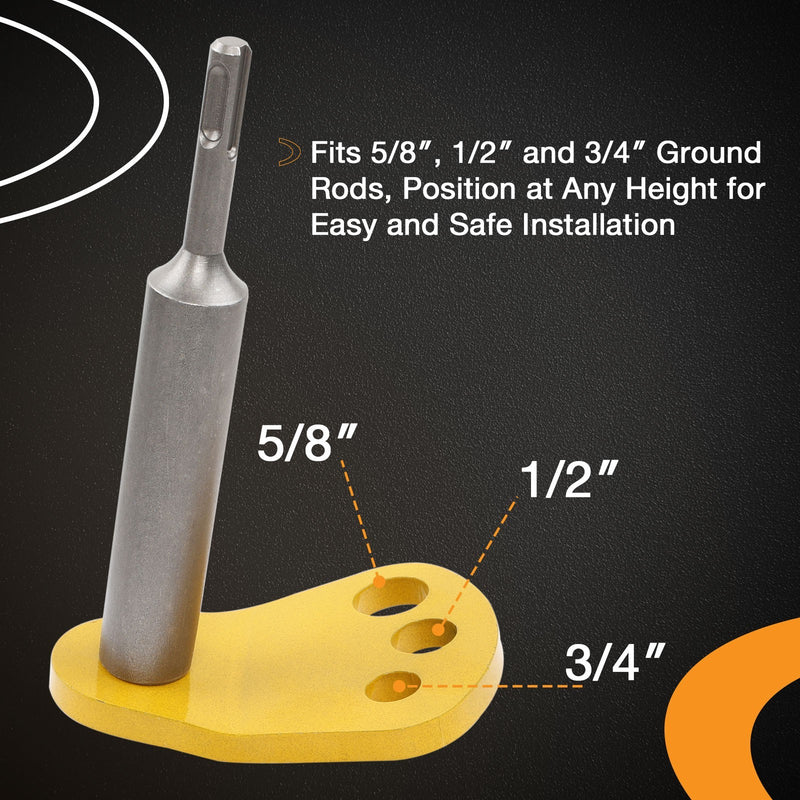 SDS Plus Driver with Adapter Bits for 5/8 1/2 3/4 In Ground Rods