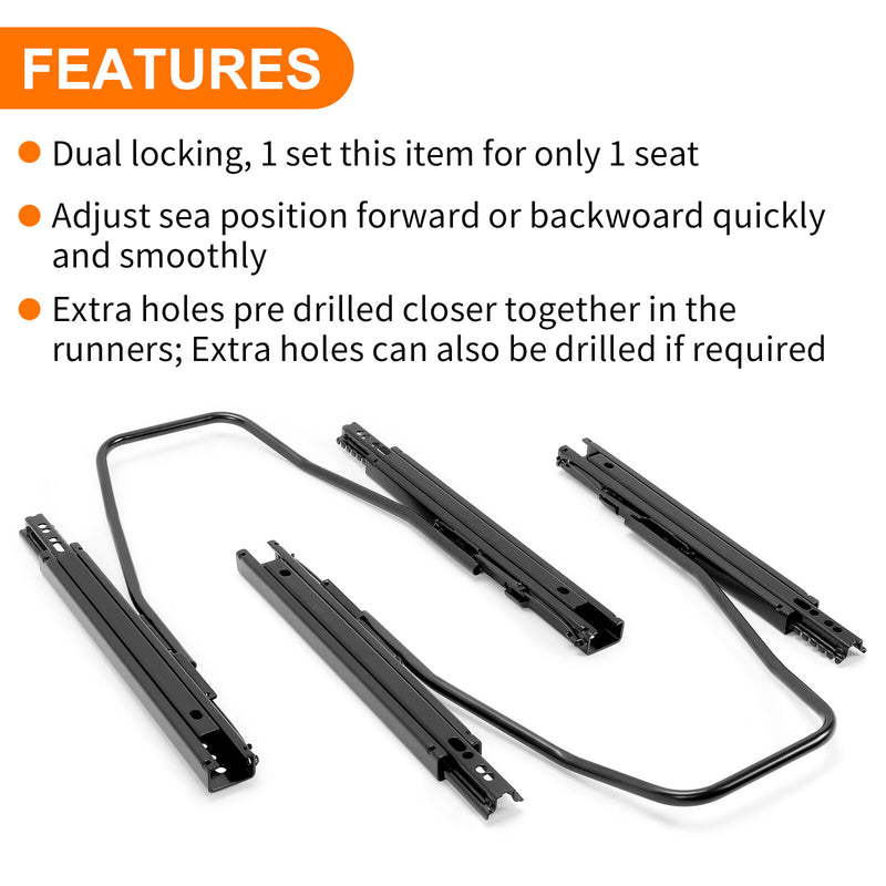 2pcs Universal Dual Lock Seat Sliders Rails Bracket Track Assembly Adjustable