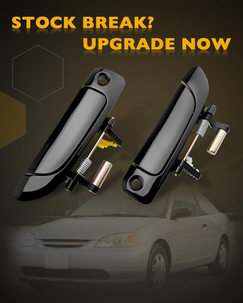 Front Exterior Door Handles Lock Cylinder Key for Honda Civic 2001-2005 2 Pack