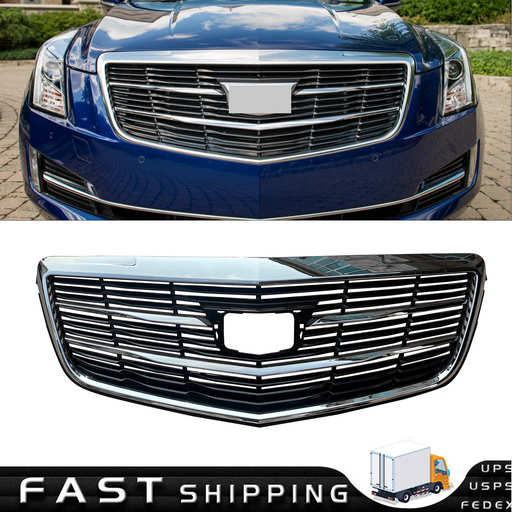 DURAFORCE Front Grille Upper Bumper Grill for Cadillac ATS 2015 2016-2019 Chrome 15-19
