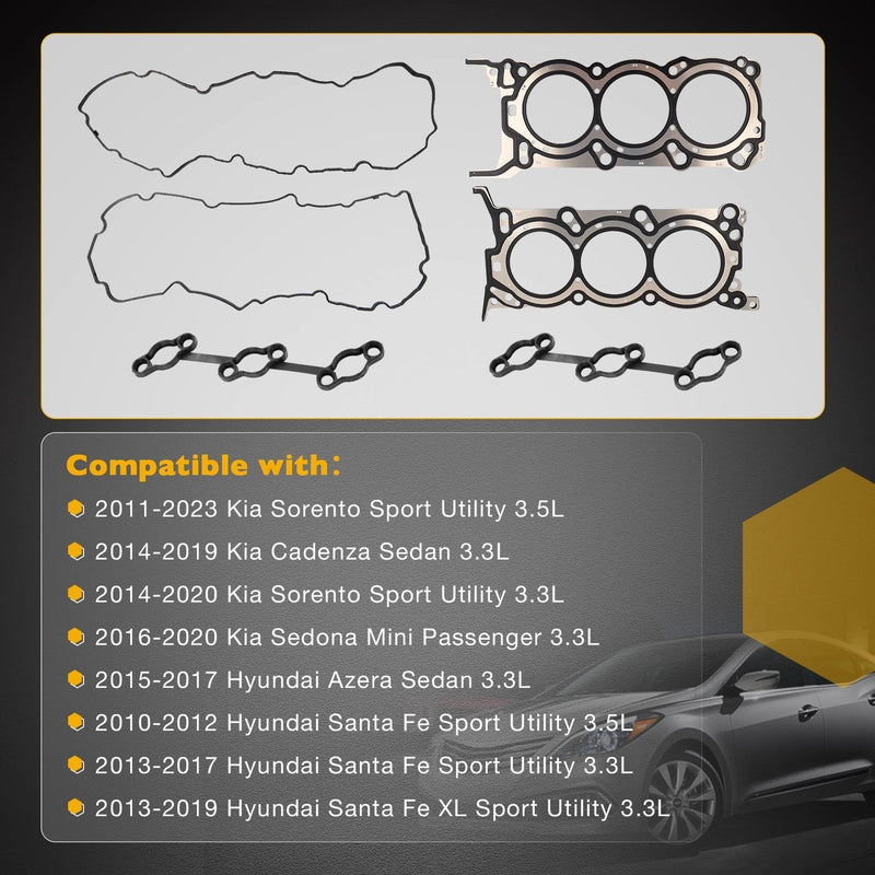 3.3L Head Gasket Set for Kia Sorento Cadenza Sedona Hyundai Azera Santa Fe 10-23