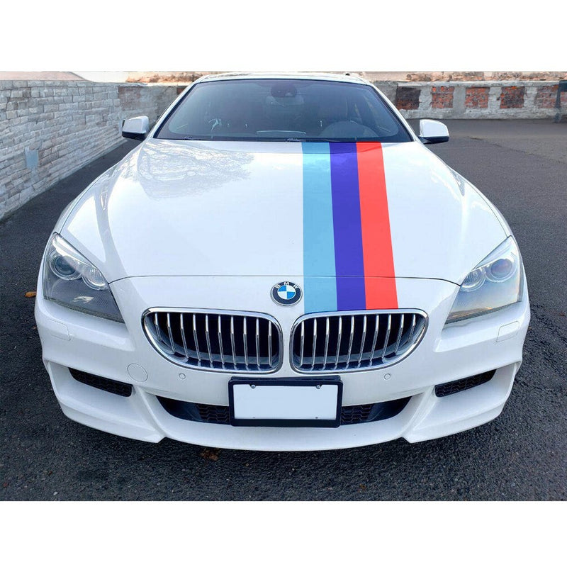 M Style Hood Stripe Hash Mark Racing Stripe Rally Decal Kit for BMW 3 Series